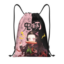 (S) Lustiger Cartoon-Dämonentöter Nezuko-Rucksack mit Kordelzug, Sport-Sporttasche für Yoga, Schwimmen,