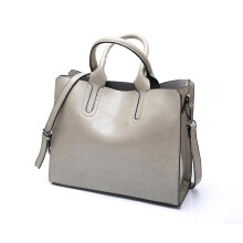 Bolso de hombro de cuero (gris), estilo vintage, con asas superiores, ideal como regalo de cumpleaños