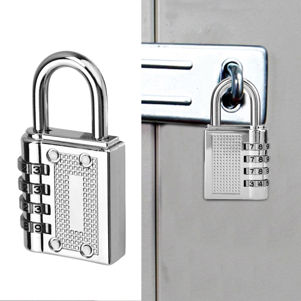 4-Digit Combination Password Padlock Gym Drawer Padlock(Silver) 8741324691025