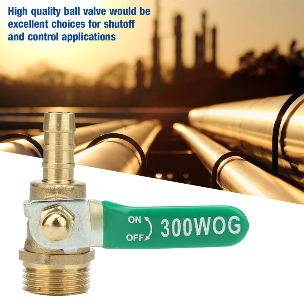 G1/2" Male Thread Brass Pipe Ball Valve Green Lever Handle Thicken Ball Valve (8Mm) 8731324691194