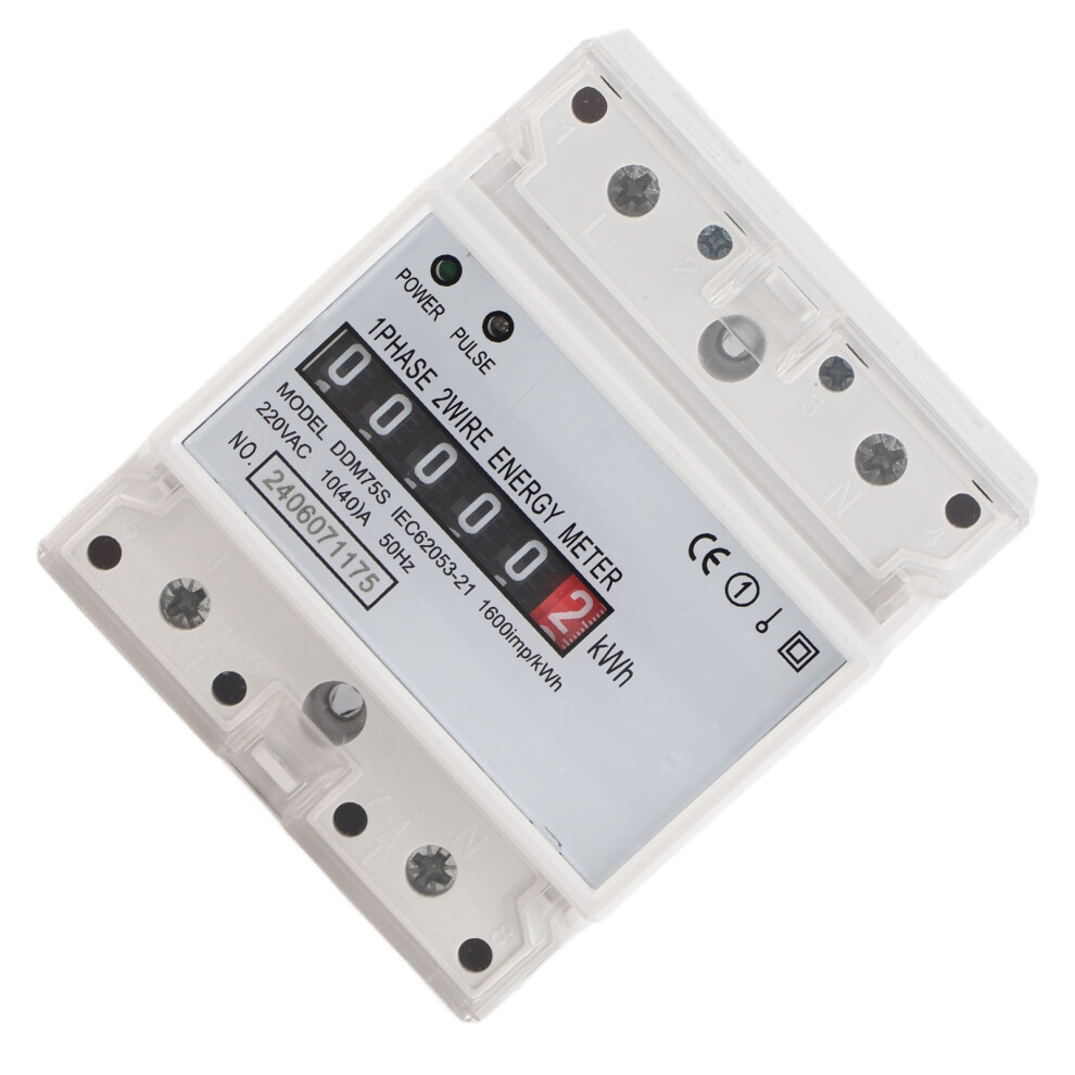 Single Phase 4P Led Din Rail Electricity Power Consumption Wattmeter Energy Mete Ddm75s 10Â40A 7891324693305