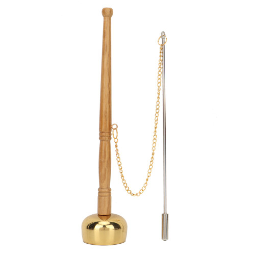 Buddhism Wooden Handle Brass Hand Bell Singing Scripture Implement Buddhist Supplies 1