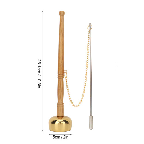 Buddhism Wooden Handle Brass Hand Bell Singing Scripture Implement Buddhist Supplies 2