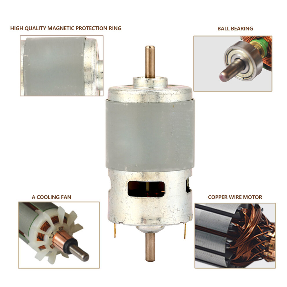 775 Motor 50W High Power Large Torque Double Shaft Dc Motor (12V4500rpm With Bracket) 3261324698008