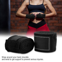 2Pcs 2.5m Elastic Strap Boxing Sanda Muay Thai MMA Taekwondo Bandage Hand Wraps (Black)