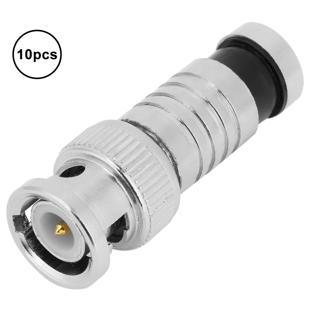 10Pcs Bnc Compression Male Connector Fr Coaxial Q9 Adapter For Rg59 Cctv Systems 6941324701409