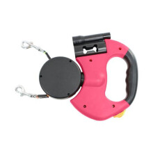 (red) Dual Retractable Dog Leash Double Headed Extendable Walking Leash Anti-tangle Pet Traction Rope For Two Dogs Up To 50lbs