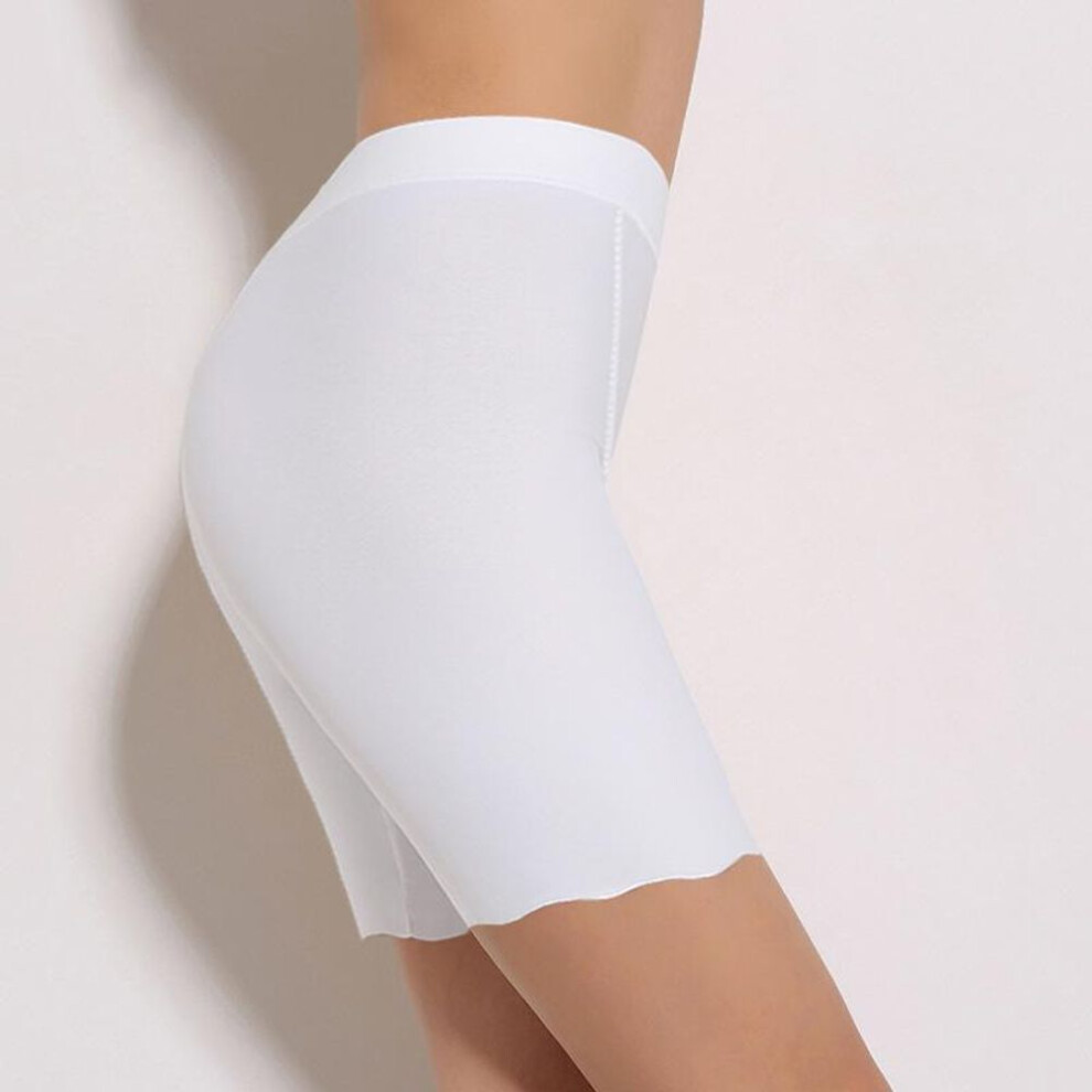 (white, 2XL) Seamless Safety Short Pants Women Summer Plus Size High Waist Elastic Boyshort Panties Anti Friction Boxers For Women Shorts