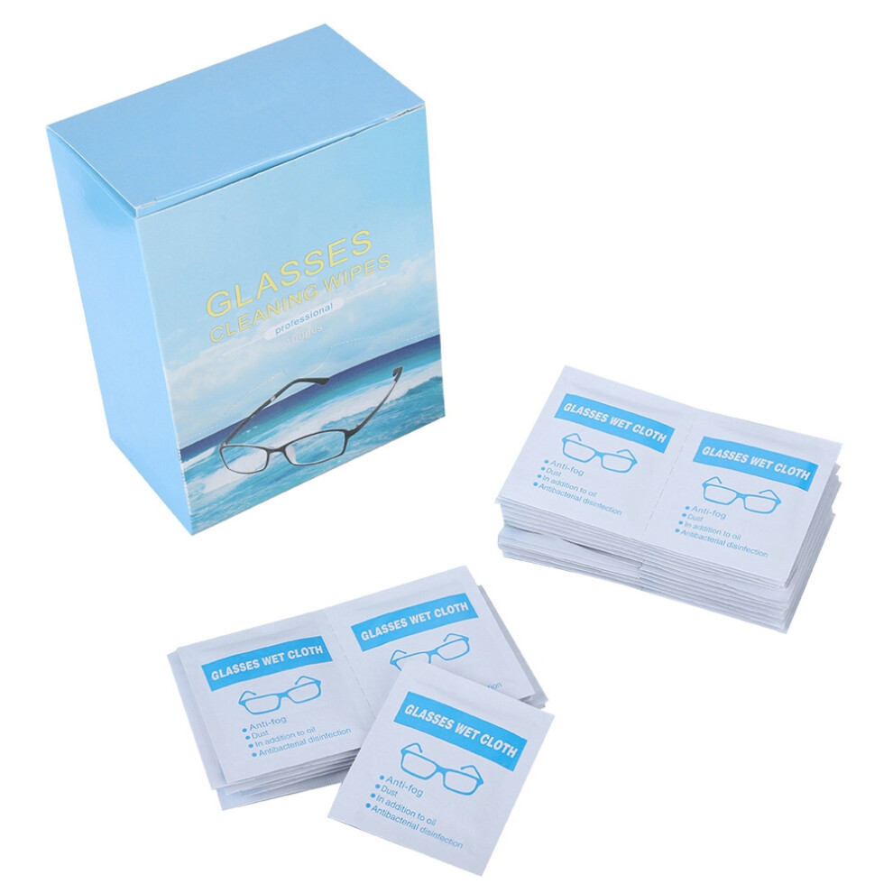 100PCS Glass Resin Lens Clean Wet Wipes Cleaning Disinfection Antibacterial