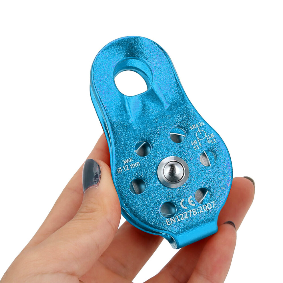 26Kn Aluminium Alloy Heavy Duty Single Swivel Rope Pulley Block For 12Mm Rope (Blue) 7901324713382
