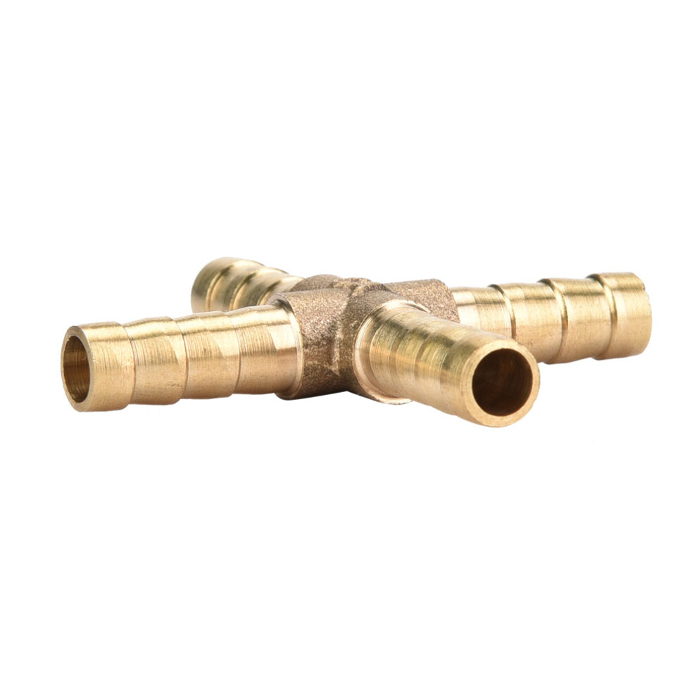5Pcs Brass Cross 4 Way Hose Joiner Fittings Barbed Connector Air Water Oil Gas Fuel 6/8/10/12Mm 4601324713605