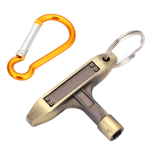 Portable Bronze Drum Skin Tuning Key Square Socket with Keyring & Buckle 1