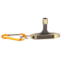Portable Bronze Drum Skin Tuning Key Square Socket with Keyring & Buckle