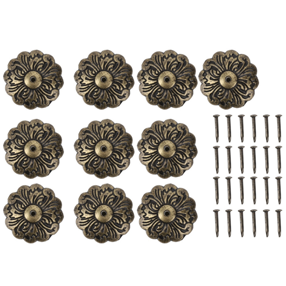 30Pcs Upholstery Nail Retro Flower Shape Cyan Bronze Zinc Alloy Furniture Hardware Accessories 4171324714808