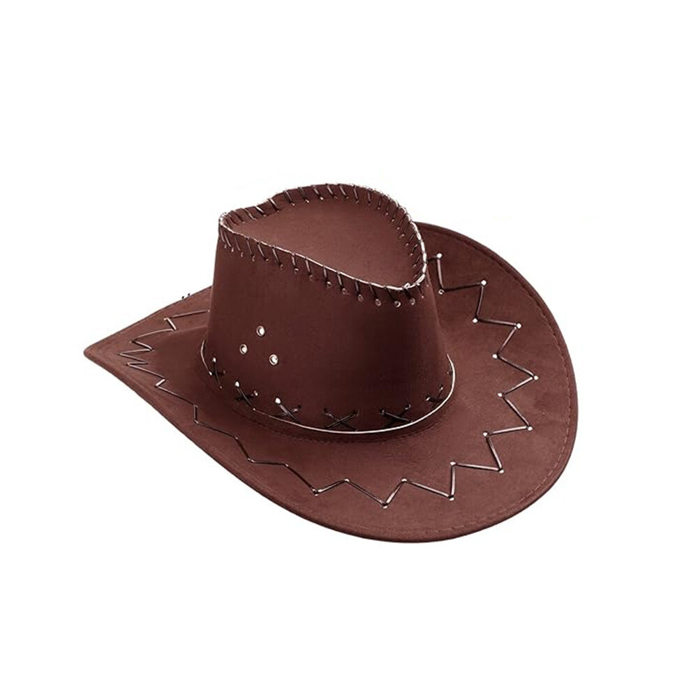 (Dark Brown ) Cowboy Western Hat Solid Color Summer Sun Protection Cap Fashion Outdoor Gift-image-OPC-PHWZ5MH-NEW