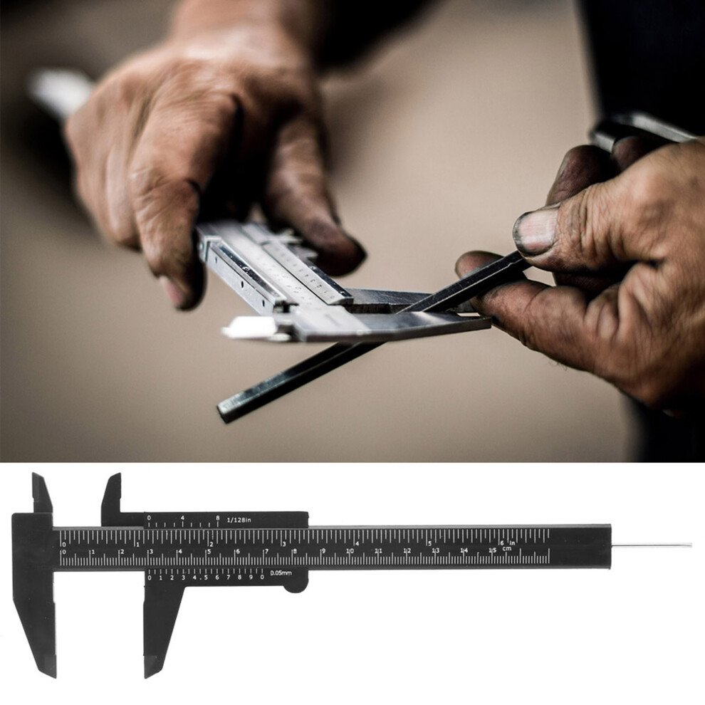 150Mm High Accuracy Plastic Double Rule Scale Vernier Caliper Measuring Tool 0.5Mm(Black) 9301324717041