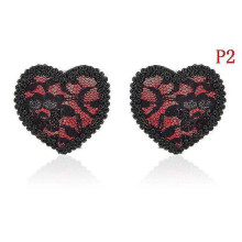 (stile 2) 1 paio di copricapezzoli sexy con paillettes e nappe a forma di cuore, adesivi per capezzoli