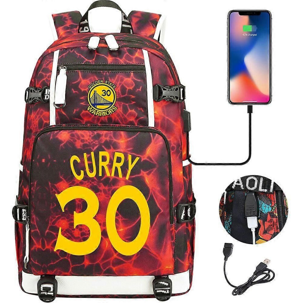 (5) Curry 30 USB Headphones Youth School Bag - Motif étoile de basket pour étudiants - Voyage homme/femme