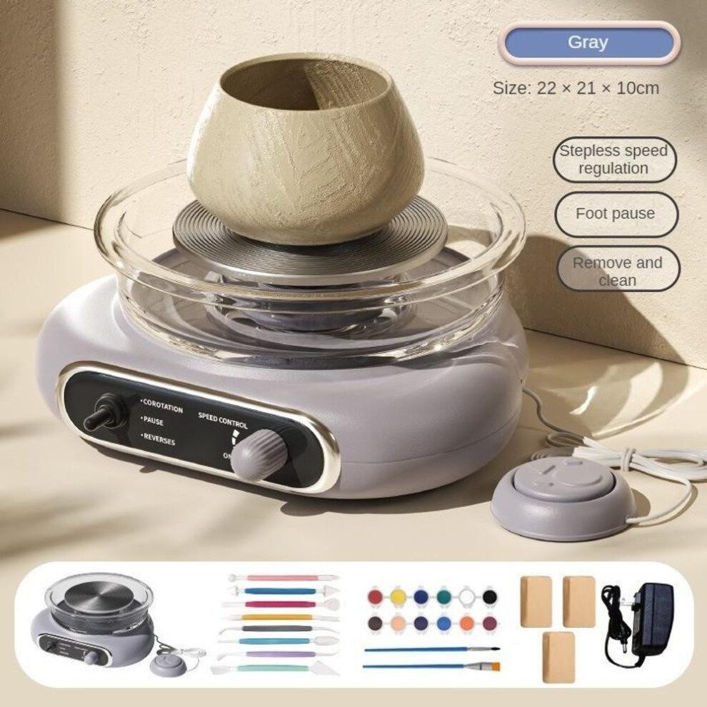 (blue bell) Electric Pottery Machine Continuously Variable Speed Professional Ceramic Machine Handmade Clay And Pottery Teaching Equipment Grey/green