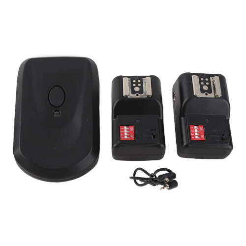 433MHZ 16 Channel Wireless Flash Trigger Set with 1 Transmitter 2 Receivers 1 Sync Wire Cable 1