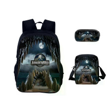 (3) Mochila escolar Jurassic World Classic, estuche y bolso de hombro de lona, conjunto de 3 piezas,