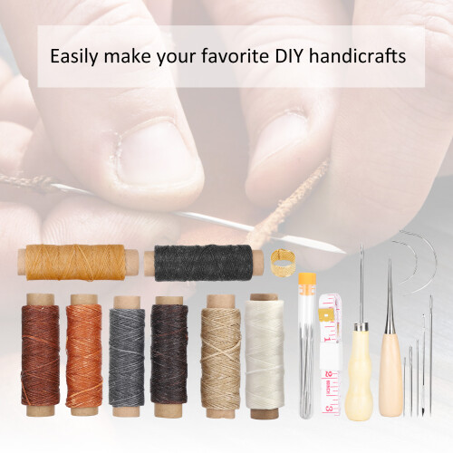 28Pcs Leather Sewing Kit Needles Thread Hand Repair Tools DIY HandMade Craft Set 2