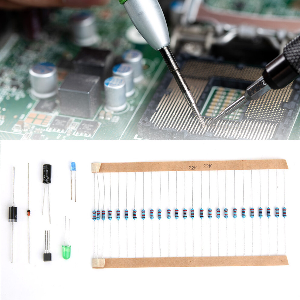 1565Pcs Electronic Component Assorted Kit Capacitor Led Diode Transistor 1/4W Resistor 4941324724851