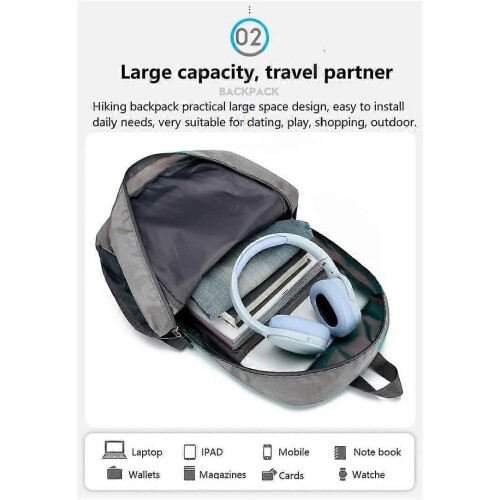 (Gray)25L Ultra Lightweight & Packable Hiking Backpack - Compact Foldable Daypack, Water - Resistant 2