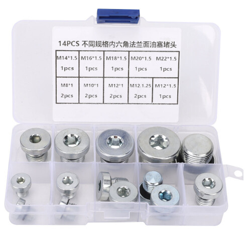 14 Pcs Drain Plug Hex Socket Oil Flange Pan Drain Nut for Multiple Purpose 1
