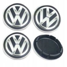 for Set of 4 Volkswagen VW caps, 65mm, BLACK+SILVER, for alloy wheels