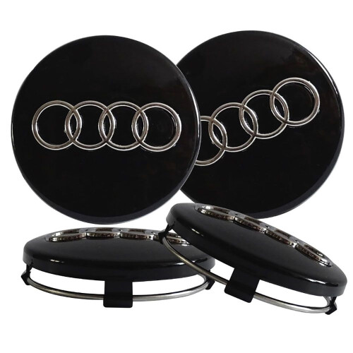 for Set of 4 Audi wheel covers, 60mm, black/chrome 1