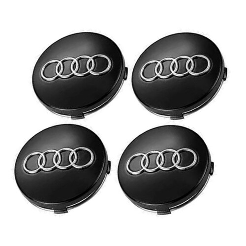 for Set of 4 Audi wheel covers, 60mm, black/chrome