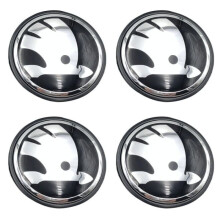 for Set of 4 SKODA caps, 65mm, BLACK-SILVER, for alloy wheels