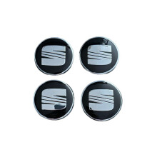 for Set of 4 wheel covers 63mm, Seat Leon/Ibiza/Exeo, for alloy wheels, Black Silver 1P0601165
