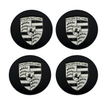 for Set of 4 Porsche Wheel Covers, Black, Diameter 76mm