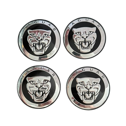 for Set of 4 black Jaguar wheel covers outer: 58mm, inner: 50mm