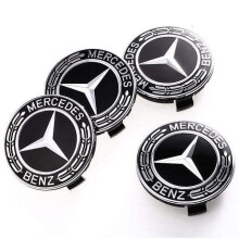 for Set of 4 Mercedes-Benz Wheel Covers 75mm for Alloy Wheels, Black and Silver model