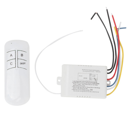 3 Ways ON/OFF 220V Digital Wireless Wall Light Receiver Transmitter Remote Control Switch 1