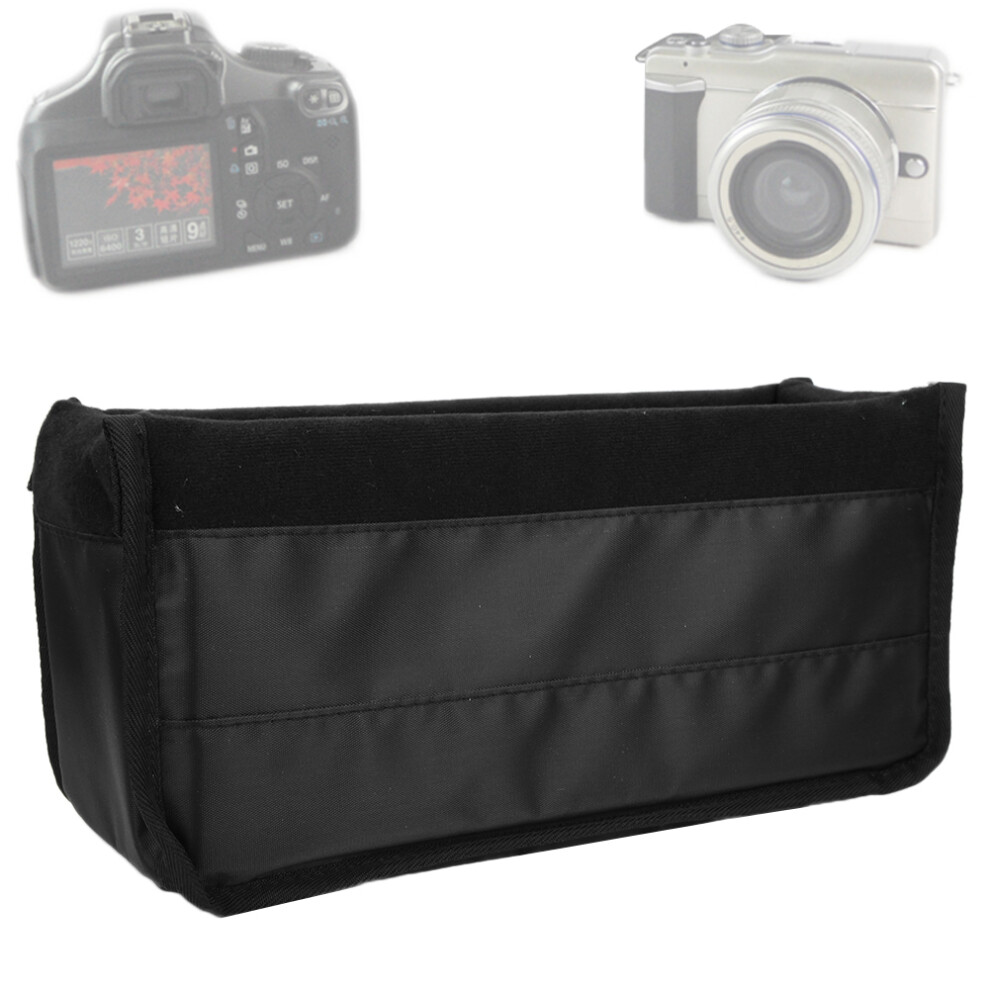 Waterproof Shockproof Dslr Camera Lens Insert Bag Padded Partition Case Pouch (Black) Black 4091324729834
