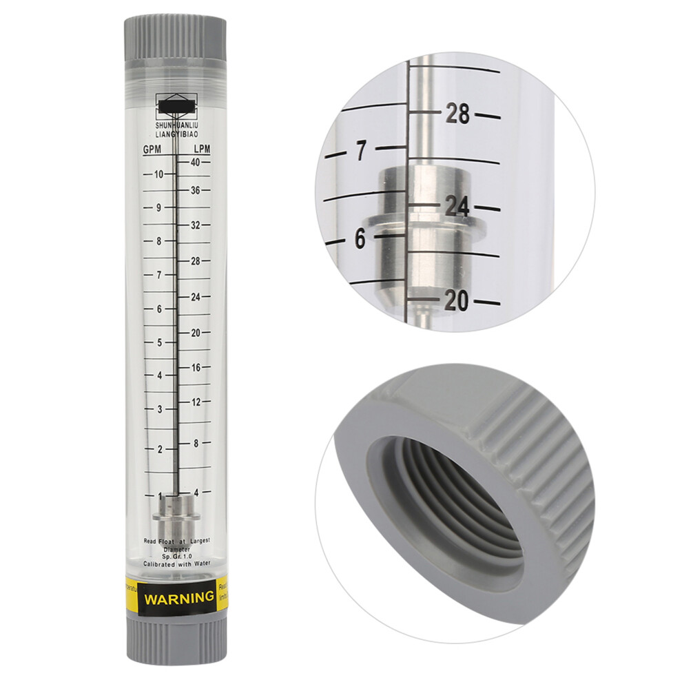 Lzm-20G 1-10Gpm Acrylic Plexiglass Tube Type Liquid Flowmeter Flow Meter For Female G3/4In 8421324730602