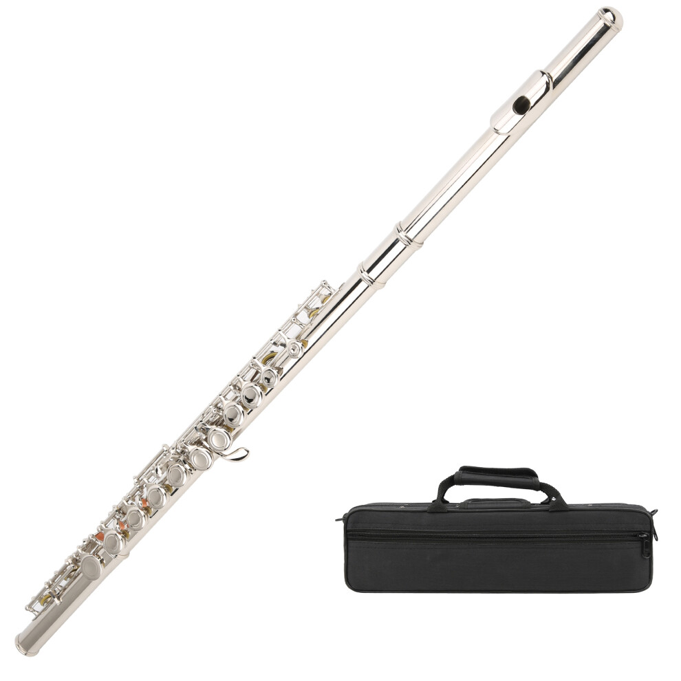 LADE 16 Hole C Flute Closed Key with Storage Bag Increased Tube Resonance Musical InstrumentSilver