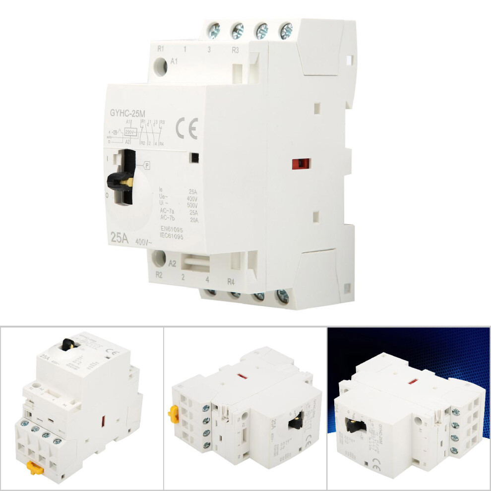 4P 25A 220V 50Hz Din Rail Household Ac Contactor With Manual Control Switch 8771324733340