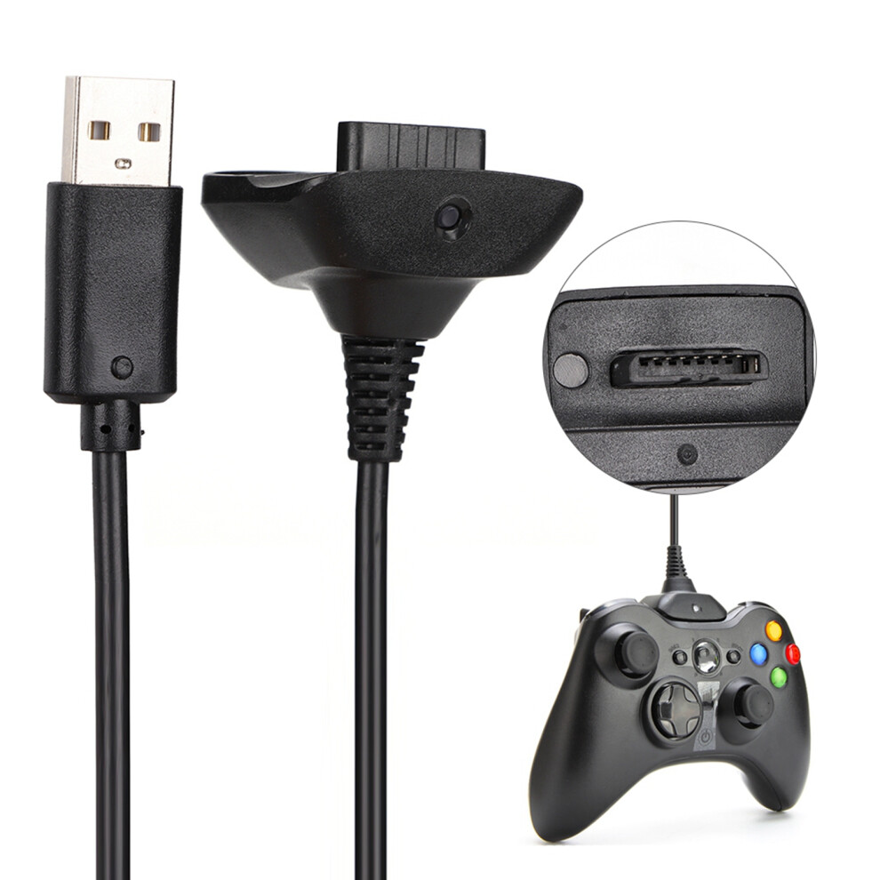 High Quality 2 In 1 1.5M Charging Cable For Microsoft Xbox 360 Controller Fast Charging(Black) Black 9341324734150