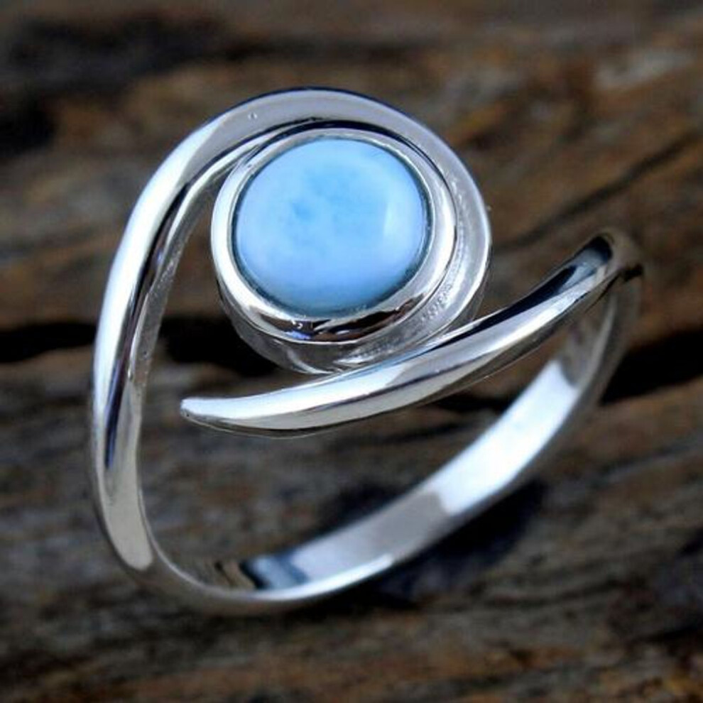 (blue, 4.5) Larimar Ring, Handmade Jewelry, 925 Sterling Silver, Silver Ring, Gifts For Her