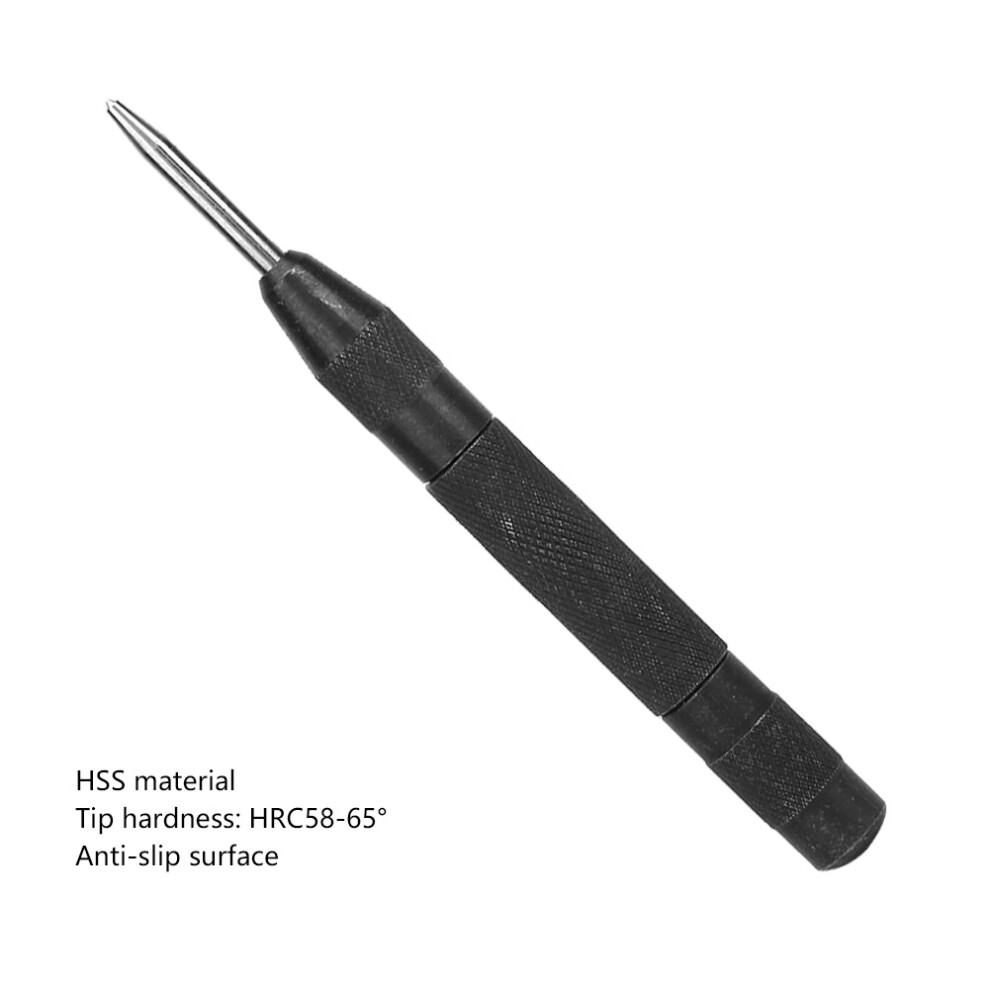 5 Inch Hss High Hardness Spring Automatic Center Punch Tool For Wood Metal Drill Hole(Black) 9451324736518