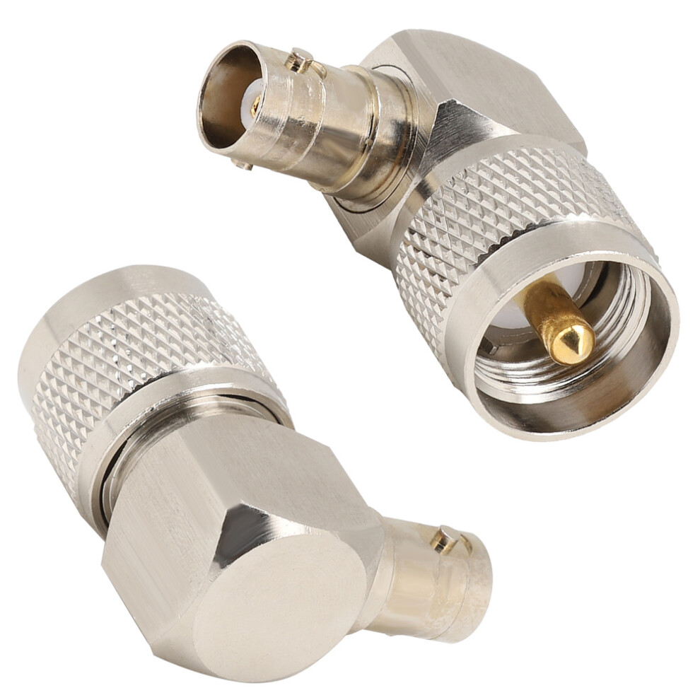 2Pcs Uhf Male Pl-259 To Bnc Female Adapter 90 Degree Connector Converter For Coaxial Cable 4631324738018