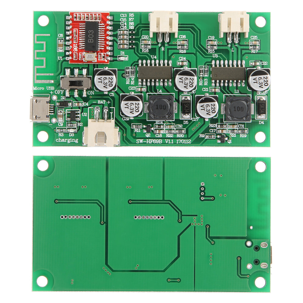2X6w Bluetooth Power Amplifier Board Dc 5V/3.7V Lithium Battery With Charge Management Hf69b 7891324738402