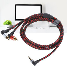90-Knick 3,5 mm auf 2-RCA Audio-Kabel, 2 m, Farbe: Wie abgebildet