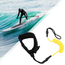 Stand Up Paddle Board Coiled Spring Leg Foot Rope Surfing Leash for Surfboard (Yellow)