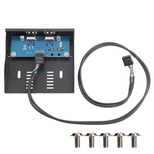 3.5 Inch USB2.0 2 Port 9-pin Tinned Copper Wire Floppy Drive Front Panel 1